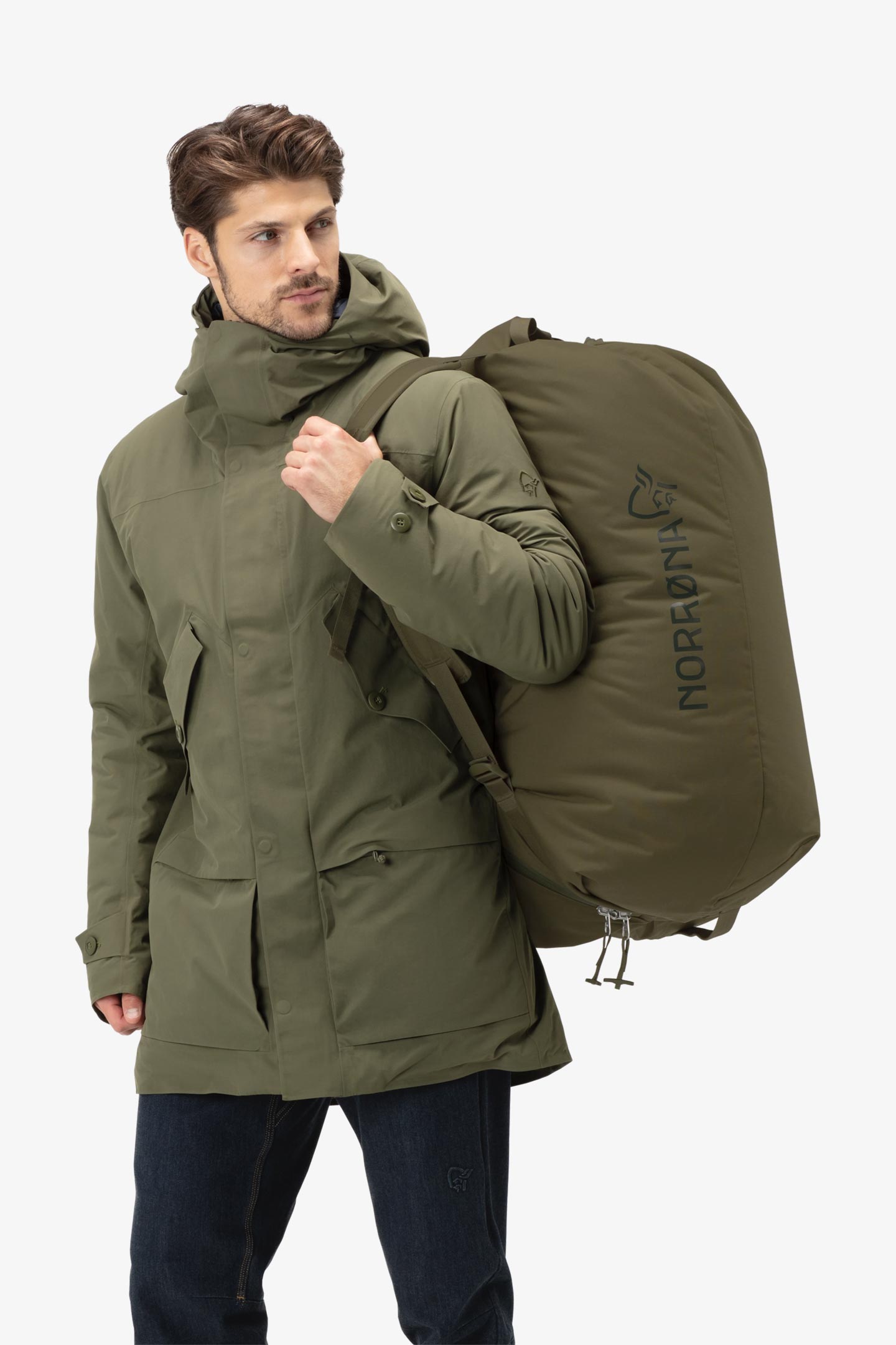 norrona ／90L Duffel Bag ／Olive Night NORRONA 90L Duffel Bag - Pacific Rivers Outfitting Company