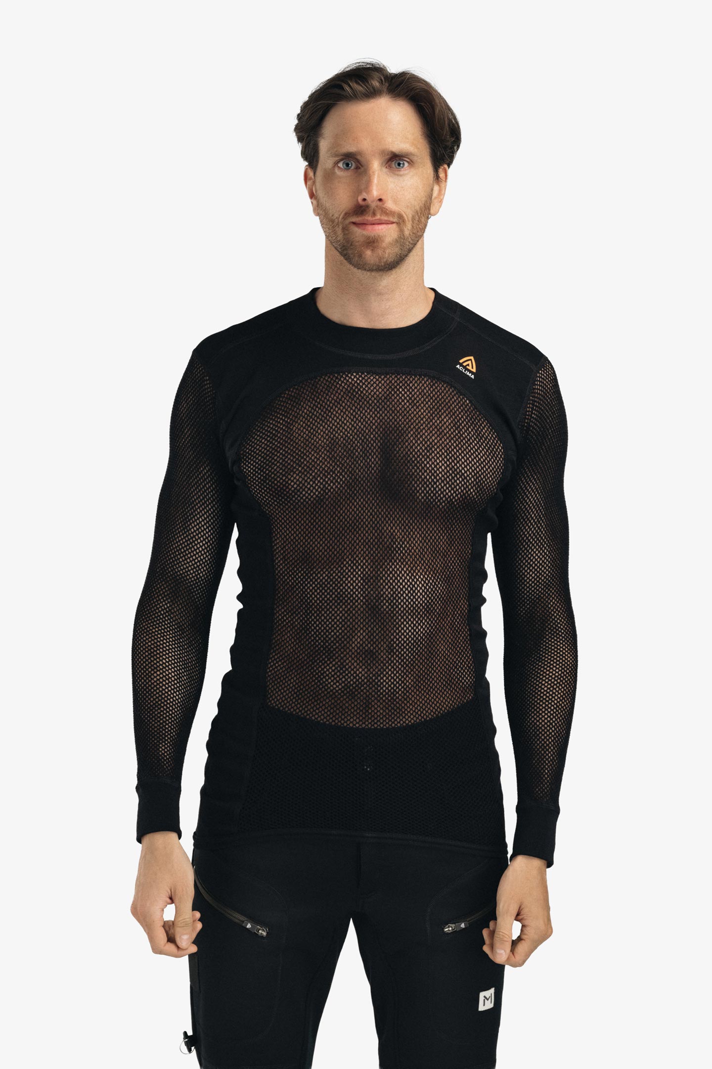 ACLIMA アクリマ WOOLNET CREW NECK　XSサイズ　ブラック WOOLNET CREW NECK | フルマークスストア-北欧アウトドア用品